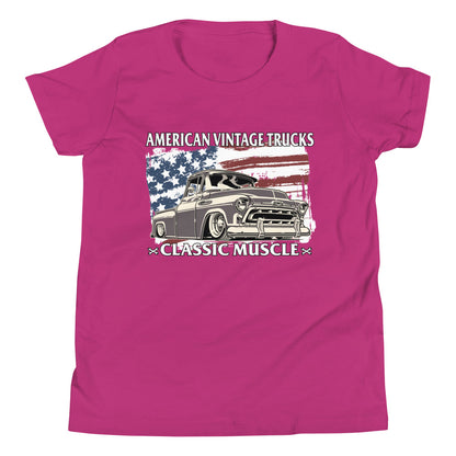 Classic Truck American Flag Kids Shirt