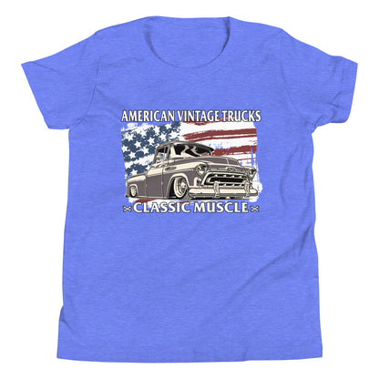 Classic Truck American Flag Kids Shirt