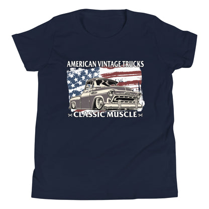 Classic Truck American Flag Kids Shirt