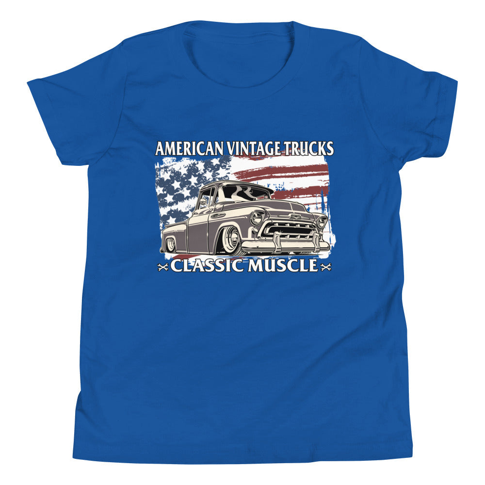 Classic Truck American Flag Kids Shirt