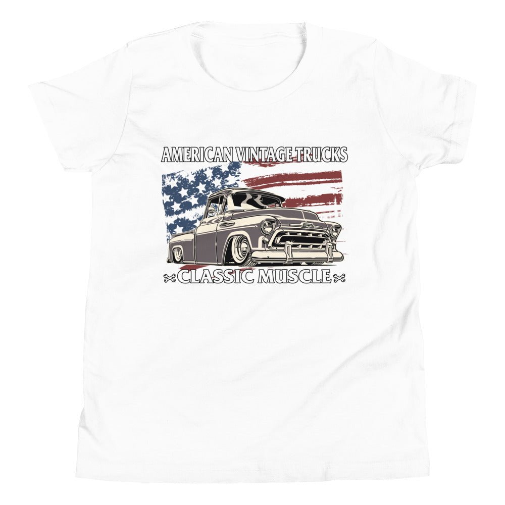 Classic Truck American Flag Kids Shirt