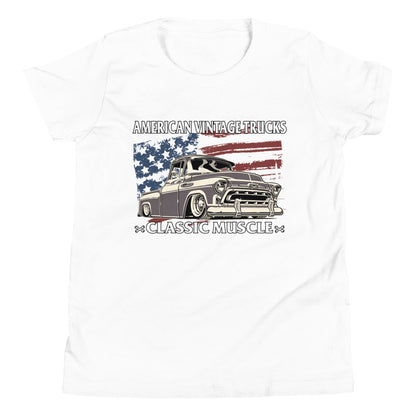 Classic Truck American Flag Kids Shirt